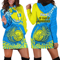 Palau Independence Day Hoodie Dress Happy 29th Anniversary Polynesian Hammerhead Shark LT14 - Polynesian Pride