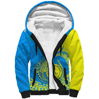 Personalised Palau Independence Day Sherpa Hoodie Happy 29th Anniversary Polynesian Hammerhead Shark LT14 Unisex Blue - Polynesian Pride