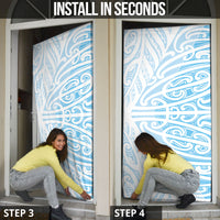 Blue New Zealand Puhoro Maori Tattoo Door Cover