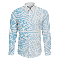 Blue New Zealand Puhoro Maori Tattoo Family Matching Long Sleeve Bodycon Dress and Hawaiian Shirt