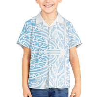 Blue New Zealand Puhoro Maori Tattoo Kid Hawaiian Shirt