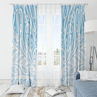 Blue New Zealand Puhoro Maori Tattoo Window Curtain