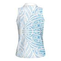 Blue New Zealand Puhoro Maori Tattoo Women Sleeveless Polo Shirt