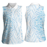 Blue New Zealand Puhoro Maori Tattoo Women Sleeveless Polo Shirt