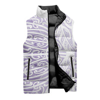 Purple New Zealand Puhoro Maori Tattoo Sleeveless Puffer Jacket