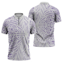 Purple New Zealand Puhoro Maori Tattoo Zipper Polo Shirt
