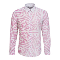 Pink New Zealand Puhoro Maori Tattoo Long Sleeve Button Shirt