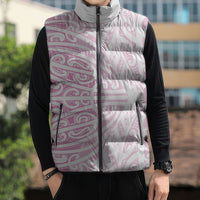 Pink New Zealand Puhoro Maori Tattoo Sleeveless Puffer Jacket