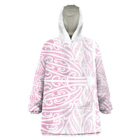 Pink New Zealand Puhoro Maori Tattoo Wearable Blanket Hoodie