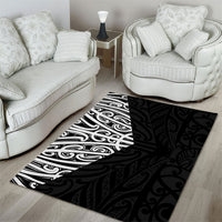 Black New Zealand Puhoro Maori Tattoo Area Rug