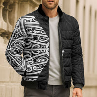Black New Zealand Puhoro Maori Tattoo Bomber Puffer Jacket