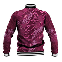 Pink Aloha Hawaii Baseball Jacket Hawaiian Kakau Ohia Lehua Lei - Polynesian Pride