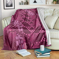 Pink Aloha Hawaii Blanket Hawaiian Kakau Ohia Lehua Lei - Polynesian Pride