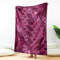 Pink Aloha Hawaii Blanket Hawaiian Kakau Ohia Lehua Lei - Polynesian Pride