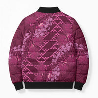Pink Aloha Hawaii Bomber Puffer Jacket Hawaiian Kakau Ohia Lehua Lei - Polynesian Pride