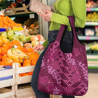 Pink Aloha Hawaii Grocery Bag Hawaiian Kakau Ohia Lehua Lei - Polynesian Pride