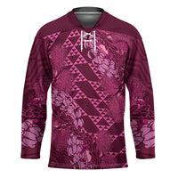 Pink Aloha Hawaii Hockey Jersey Hawaiian Kakau Ohia Lehua Lei - Polynesian Pride
