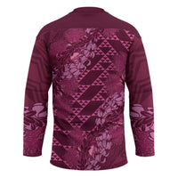 Pink Aloha Hawaii Hockey Jersey Hawaiian Kakau Ohia Lehua Lei - Polynesian Pride