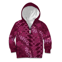 Pink Aloha Hawaii Kid Hoodie Hawaiian Kakau Ohia Lehua Lei - Polynesian Pride