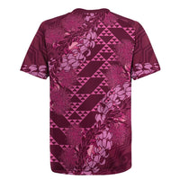 Pink Aloha Hawaii Rugby Jersey Hawaiian Kakau Ohia Lehua Lei - Polynesian Pride
