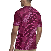 Pink Aloha Hawaii Rugby Jersey Hawaiian Kakau Ohia Lehua Lei - Polynesian Pride