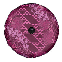 Pink Aloha Hawaii Spare Tire Cover Hawaiian Kakau Ohia Lehua Lei - Polynesian Pride