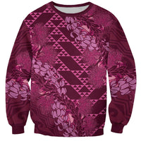 Pink Aloha Hawaii Sweatshirt Hawaiian Kakau Ohia Lehua Lei - Polynesian Pride