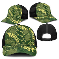 Green Aloha Hawaii Baseball Net Cap Hawaiian Kakau Ohia Lehua Lei - Polynesian Pride