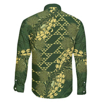 Green Aloha Hawaii Family Matching Off Shoulder Short Dress and Hawaiian Shirt Hawaiian Kakau Ohia Lehua Lei - Polynesian Pride
