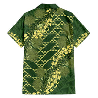 Green Aloha Hawaii Family Matching Summer Maxi Dress and Hawaiian Shirt Hawaiian Kakau Ohia Lehua Lei - Polynesian Pride