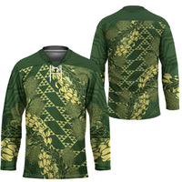 Green Aloha Hawaii Hockey Jersey Hawaiian Kakau Ohia Lehua Lei - Polynesian Pride