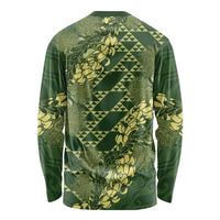 Green Aloha Hawaii Long Sleeve Shirt Hawaiian Kakau Ohia Lehua Lei - Polynesian Pride