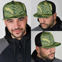 Green Aloha Hawaii Mesh Trucker Cap Hawaiian Kakau Ohia Lehua Lei - Polynesian Pride