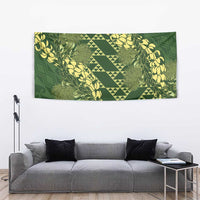 Green Aloha Hawaii Tapestry Hawaiian Kakau Ohia Lehua Lei - Polynesian Pride