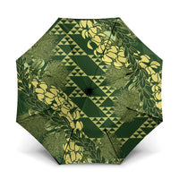 Green Aloha Hawaii Umbrella Hawaiian Kakau Ohia Lehua Lei - Polynesian Pride