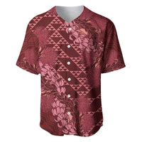 Maroon Aloha Hawaii Baseball Jersey Hawaiian Kakau Ohia Lehua Lei - Polynesian Pride