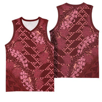 Maroon Aloha Hawaii Basketball Jersey Hawaiian Kakau Ohia Lehua Lei - Polynesian Pride