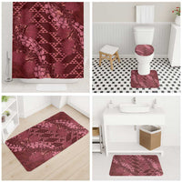 Maroon Aloha Hawaii Bathroom Set Hawaiian Kakau Ohia Lehua Lei - Polynesian Pride