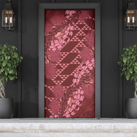 Maroon Aloha Hawaii Door Cover Hawaiian Kakau Ohia Lehua Lei - Polynesian Pride
