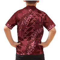 Maroon Aloha Hawaii Family Matching Mermaid Dress and Hawaiian Shirt Hawaiian Kakau Ohia Lehua Lei - Polynesian Pride