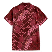 Maroon Aloha Hawaii Family Matching Mermaid Dress and Hawaiian Shirt Hawaiian Kakau Ohia Lehua Lei - Polynesian Pride