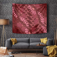 Maroon Aloha Hawaii Tapestry Hawaiian Kakau Ohia Lehua Lei - Polynesian Pride
