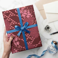Maroon Aloha Hawaii Wrapping Paper Hawaiian Kakau Ohia Lehua Lei - Polynesian Pride