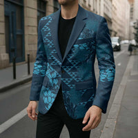 Naval Night Aloha Hawaii Blazer Hawaiian Kakau Ohia Lehua Lei - Polynesian Pride