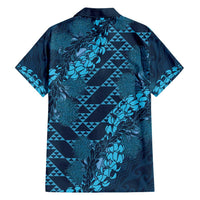 Naval Night Aloha Hawaii Family Matching Short Sleeve Bodycon Dress and Hawaiian Shirt Hawaiian Kakau Ohia Lehua Lei - Polynesian Pride