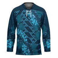 Naval Night Aloha Hawaii Hockey Jersey Hawaiian Kakau Ohia Lehua Lei - Polynesian Pride