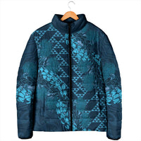 Naval Night Aloha Hawaii Padded Jacket Hawaiian Kakau Ohia Lehua Lei - Polynesian Pride