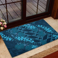 Naval Night Aloha Hawaii Rubber Doormat Hawaiian Kakau Ohia Lehua Lei - Polynesian Pride