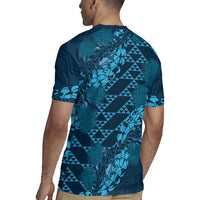 Naval Night Aloha Hawaii Rugby Jersey Hawaiian Kakau Ohia Lehua Lei - Polynesian Pride