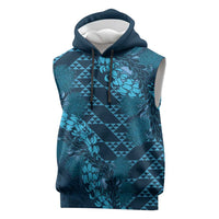 Naval Night Aloha Hawaii Sleeveless Hoodie Hawaiian Kakau Ohia Lehua Lei - Polynesian Pride